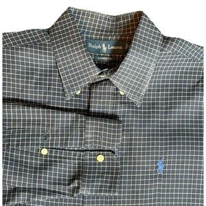 Ralph Lauren Shirt Men’s L Classic Fit Blue Plaid Oxford Button Down